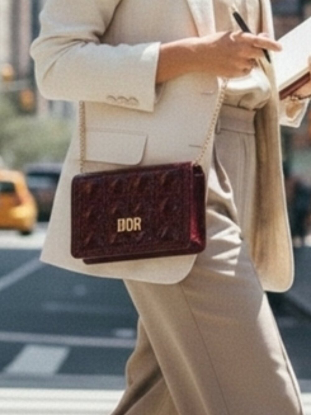 Fun FAUX Fashion Burgundy Red Shoulder or Crossbody Bag with Gold Chain